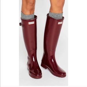 Tall Maroon Hunter Rain Boots